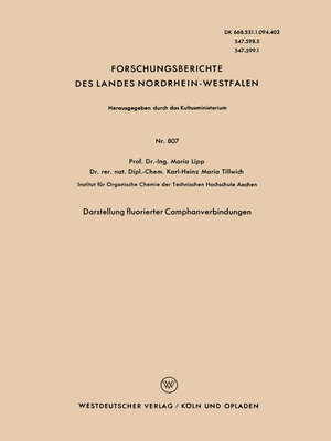 cover image of Darstellung fluorierter Camphanverbindungen